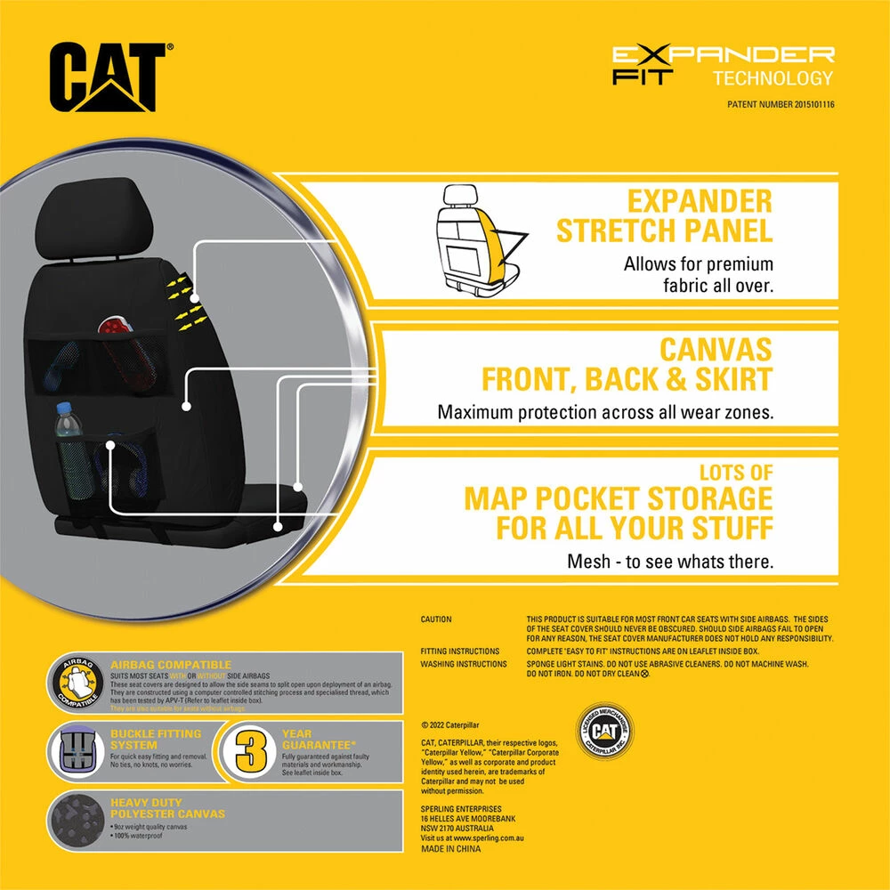 Best Pirce 👏 Caterpillar Poly Canvas Seat Covers Black/Grey Adjustable Headrests Size 30 Front Pair Airbag Compatible 🤩 4 Best Pirce 👏 Caterpillar Poly Canvas Seat Covers Black/Grey Adjustable Headrests Size 30 Front Pair Airbag Compatible 🤩 - Image 2