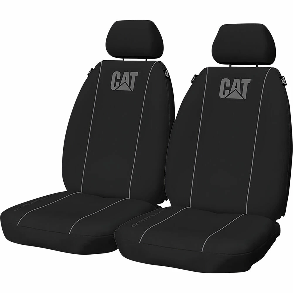 Best Pirce 👏 Caterpillar Poly Canvas Seat Covers Black/Grey Adjustable Headrests Size 30 Front Pair Airbag Compatible 🤩 3 Best Pirce 👏 Caterpillar Poly Canvas Seat Covers Black/Grey Adjustable Headrests Size 30 Front Pair Airbag Compatible 🤩