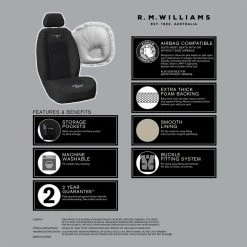 Best Sale 🤩 R.M.Williams Woven Seat Covers Black Adjustable Headrests Size 30 Front Pair Airbag Compatible 🥰 -Car Seat Covers Store SCA 639767 01 hi res