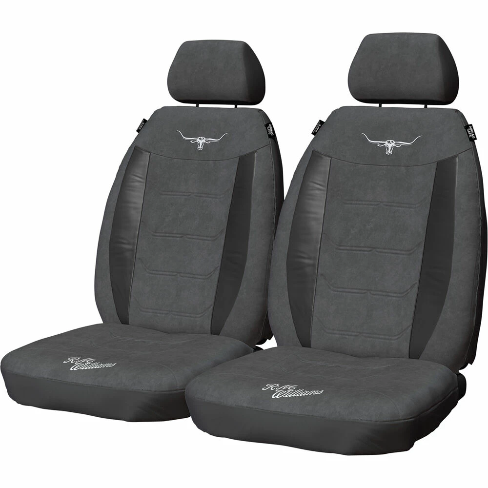 Budget 👏 R.M.Williams Suede Velour Seat Covers Grey Adjustable Headrests Size 30 Front Pair Airbag Compatible 😀 3 Budget 👏 R.M.Williams Suede Velour Seat Covers Grey Adjustable Headrests Size 30 Front Pair Airbag Compatible 😀