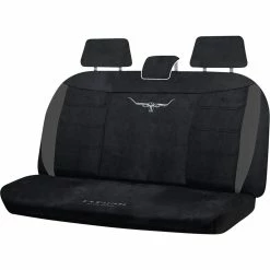 Best deal ✨ R.M.Williams Suede Velour Seat Covers Black Adjustable Headrests Size 06H Rear Seat 🌟