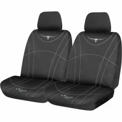 Cheapest 😀 R.M.Williams R.M. Williams Canvas Seat Cover Black Adjustable Headrests Size 30 Front Pair Airbag Compatible 😍