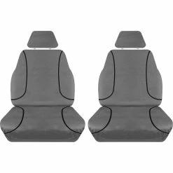 Budget 👏 Tradies Seat Covers Tradies Canvas Ready Made Seat Covers Front Pair Grey Suits Ranger 👍