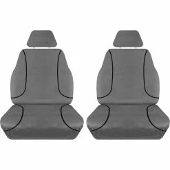 Best deal ✨ Tradies Seat Covers Tradies Canvas Ready Made Seat Covers Front Pair Grey Suits Triton 🔔