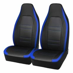 Best Pirce 🥰 SCA Racing Leather Look & Mesh Seat Covers Black/Blue Adjustable Headrests Airbag Compatible 🤩