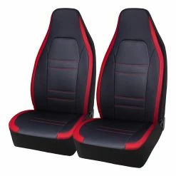 Best deal 😍 SCA Racing Leather Look & Mesh Seat Covers Black/Red Adjustable Headrests Airbag Compatible ✔️
