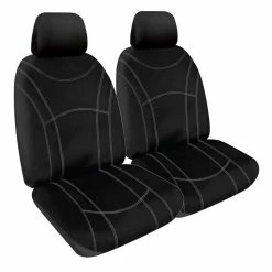 Best Pirce 🔥 SPERLING Getaway Neoprene Ready Made Seat Covers - Rear, Black/Silver Stitch, Suits Pajero 🔥
