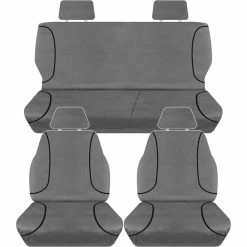 New 🤩 Tradies Seat Covers Tradies Canvas Tailor Made Seat Cover Pack - Charcoal, Suits Colorado RG Dual Cab LX 🎁