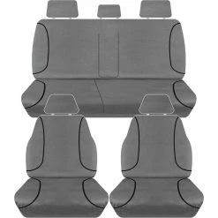 Best Pirce 🤩 Tradies Seat Covers Tradies Canvas Tailor Made Seat Cover Pack - Charcoal, Suits Hi-Lux SR5 Dual Cab 2015+ 💯