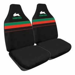 Cheapest 🥰 NRL Seat Covers - Rabbitohs, Built-In Headrests, Size 60 Front Pair 🔔