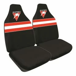 Cheapest 🎁 AFL Seat Covers - Swans, Built-In Headrests, Size 60 Front Pair 😉