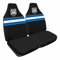 Outlet 🛒 NRL Seat Covers - Bulldogs, Built-In Headrests, Size 60 Front Pair 👍