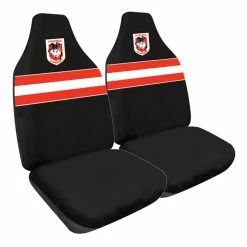 Outlet ⌛ NRL Seat Covers - Dragons, Built-In Headrests, Size 60 Front Pair 😉